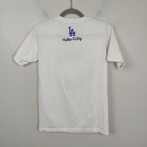 Hello Kitty LA Dodgers Graphic T-Shirt Size Small White Sanrio MLB Baseball Tee - Picture 9 of 11